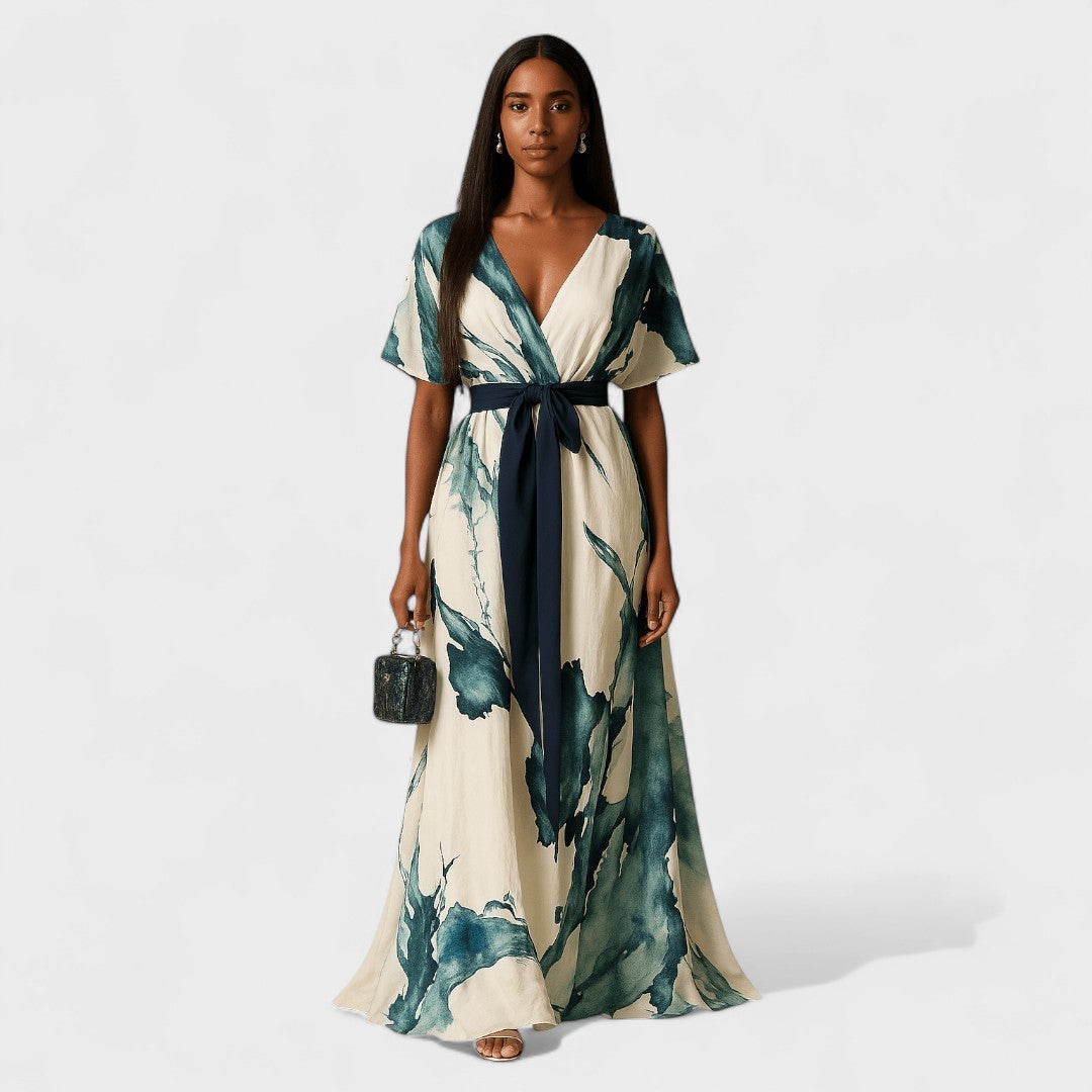 Nayla | Vestido largo con estampado acuarela