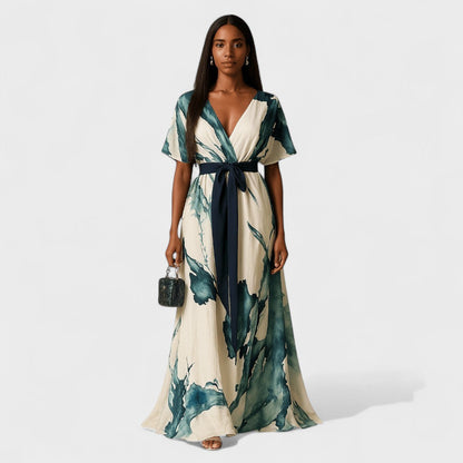 Nayla | Vestido largo con estampado acuarela