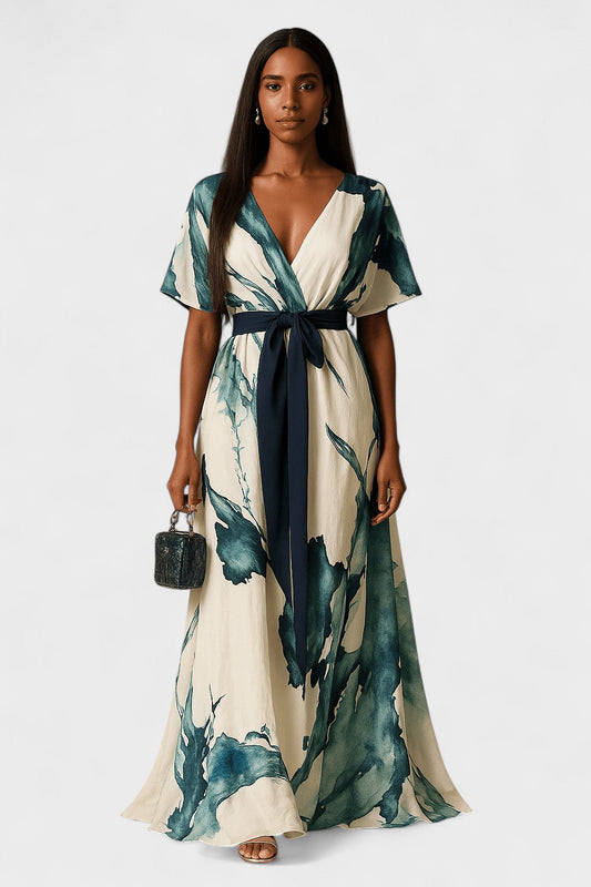 Vanessa | Vestido Largo con Estampado de Acuarela