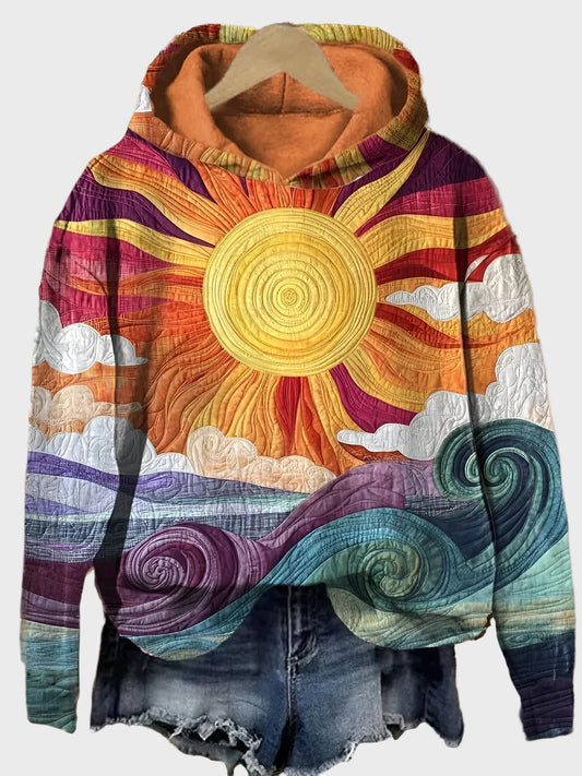 Sudadera retro con diseño de rayos de sol