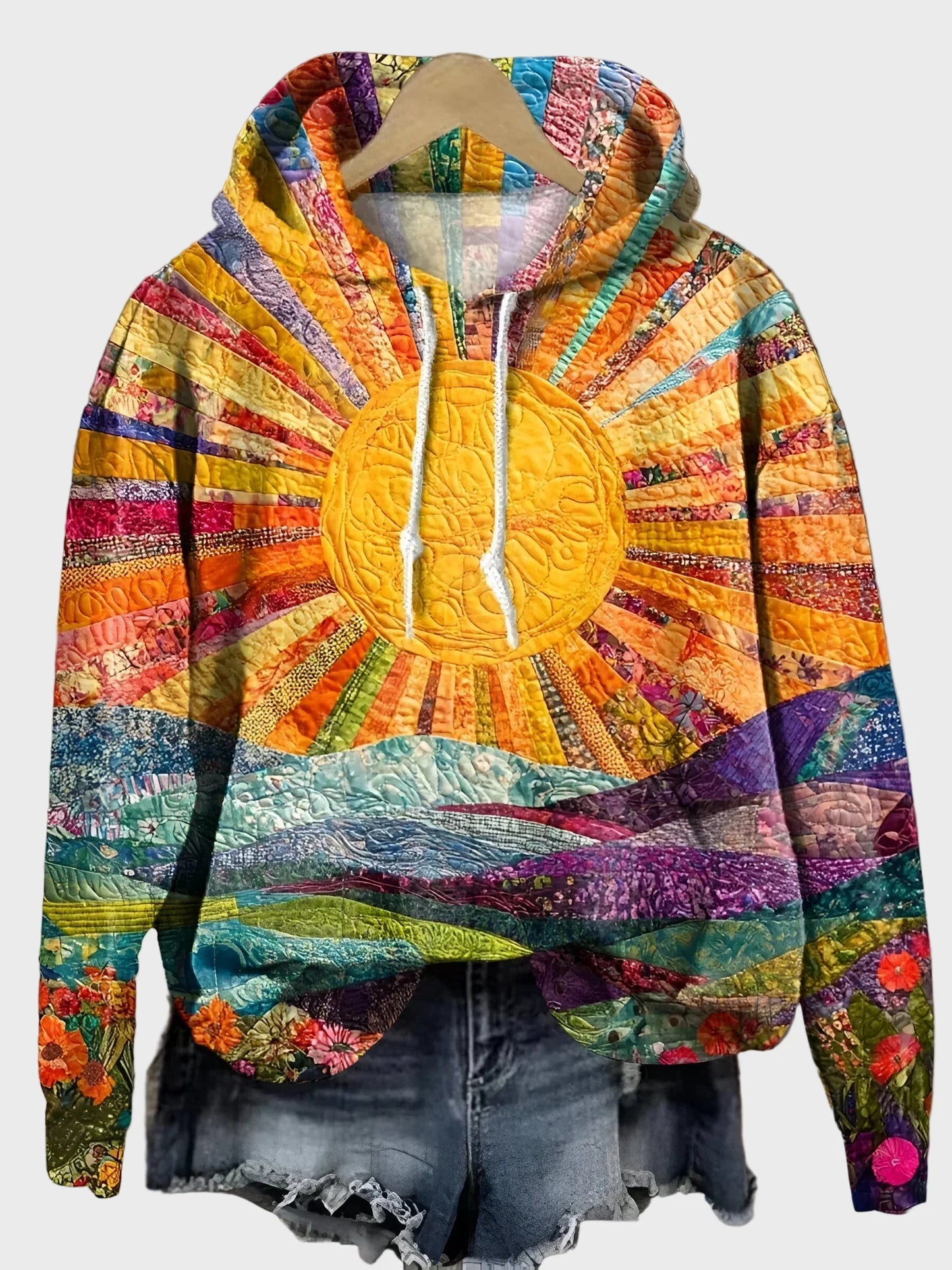 Sudadera con Diseño de Rayo de Sol