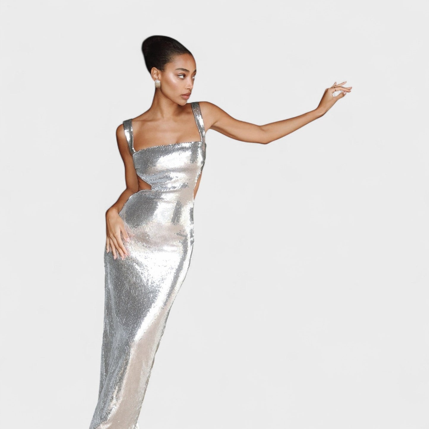 Petra | Vestido de gala Plateado Brillante