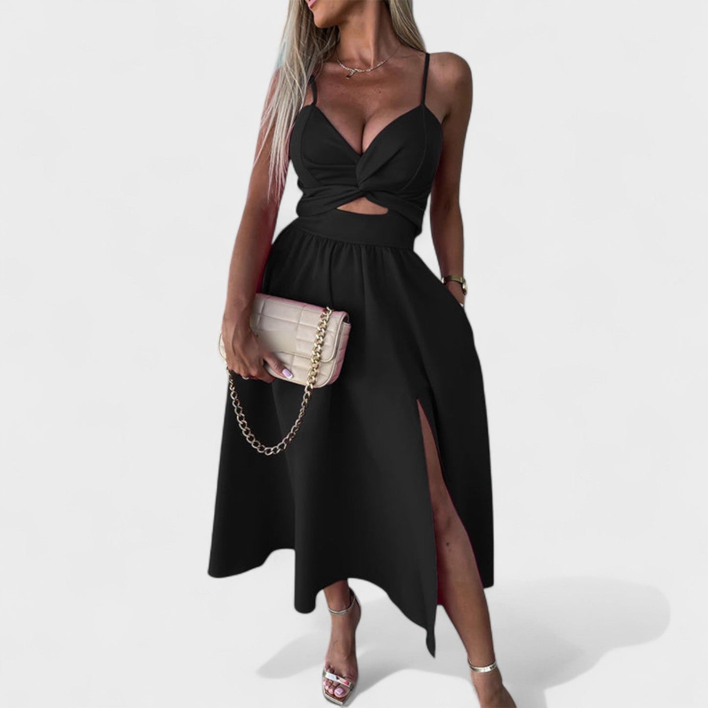 Cielo Divino – Vestido Midi con Abertura Frontal
